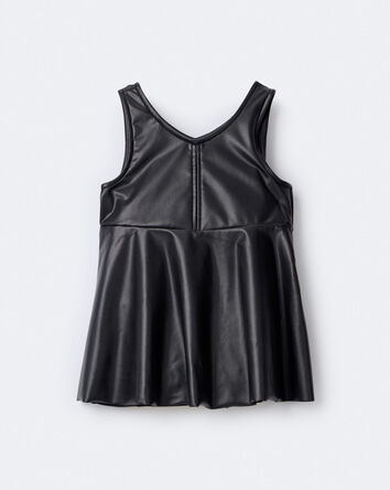 Toddler Girl Faux Leather Sleeveless Dress - Black, 