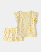 Tout-petit fille - Ensemble 2 pi&egrave;ces haut &agrave; motif de citron et short - Jaune, image 1 sur 2 diapositives