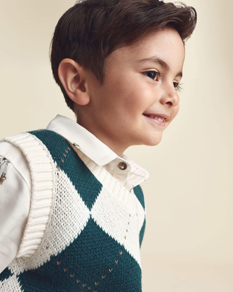 Gilet tricot &agrave; motif argyle pour tout-petit, image 3 sur 4 diapositives