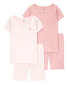 Kid Shell Print Snug Fit Cotton 4-Piece Pyjamas, image 1 of 5 slides