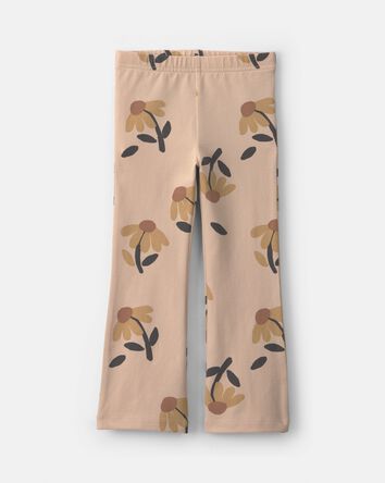 Toute-petite fille - Legging extensible &agrave; jambe &eacute;vas&eacute;e en coton &agrave; motif floral - Beige, 