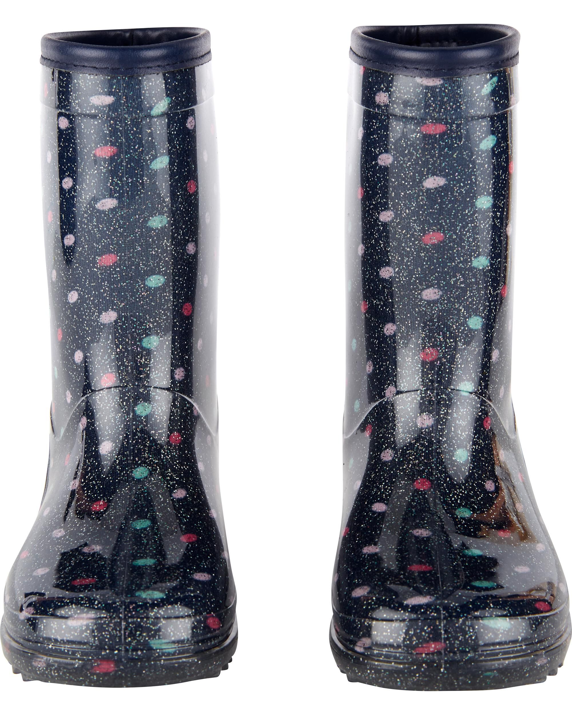 rain boots with polka dots