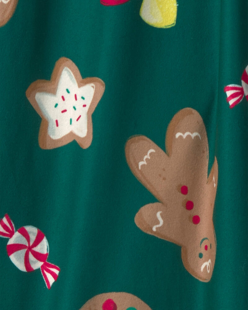 Adult Christmas Gingerbread Fleece Loose Fit Pyjama Bottoms - Green, image 3 of 4 slides