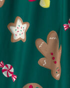 Adult Christmas Gingerbread Fleece Loose Fit Pyjama Bottoms - Green, image 3 of 4 slides