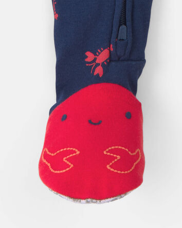 Toddler Boy Lobster 100% Cotton Snug Fit 1-Piece Pyjama Set - Blue, 