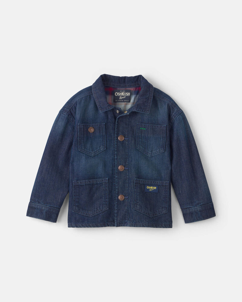 Toddler Boy Plaid Denim Jacket - Blue, image 1 of 5 slides