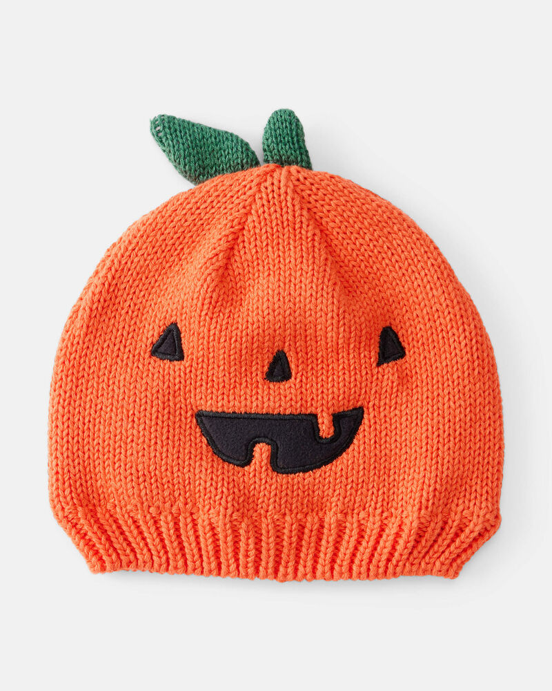 Baby Jack-O-Lantern Halloween Pumpkin Crochet Cap, image 1 of 2 slides