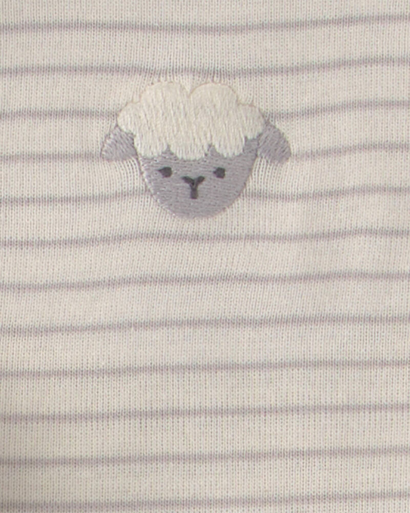 Baby 3-Piece Sheep Terry Short-Sleeve Layering Set - Ivory, image 4 of 6 slides
