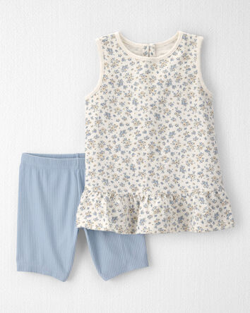 Girls 2-Piece Top & Short Set Made with Organic Cotton in Spring Bloom Print, 