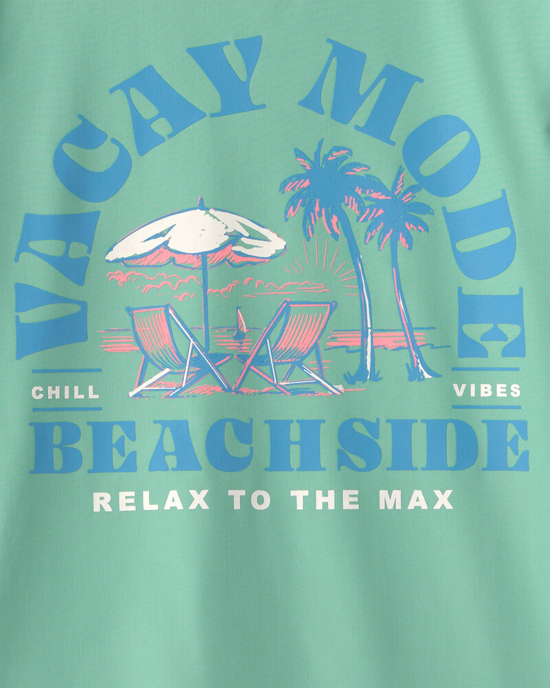 Boys Palm Tree Tropical Short-Sleeve Rashguard - Green, image 4 of 5 slides