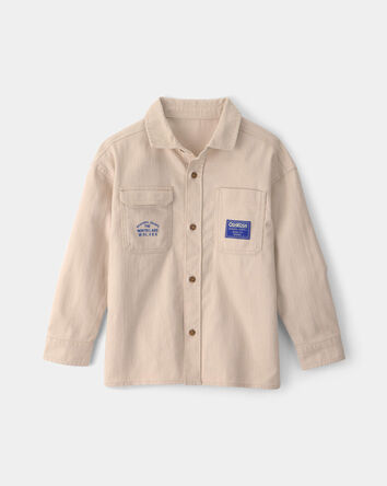Boys Utility Button-Down Shirt - Beige, 
