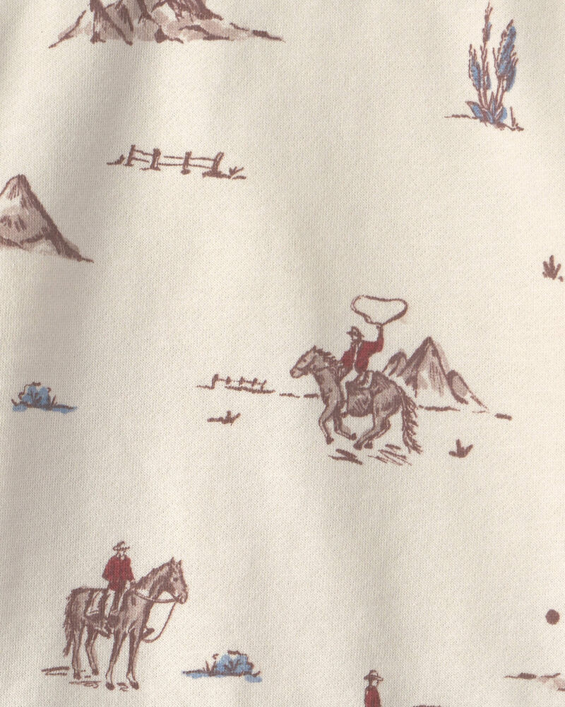 Tout-petit - Ensemble 2 pi&egrave;ces haut et pantalon en jersey bouclette de coton biologique &agrave; motif Rod&eacute;o western, image 3 sur 4 diapositives