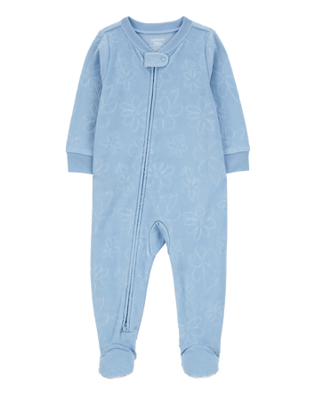 Toddler 1-Piece Floral Burn Out Fleece Footie Pyjamas, 