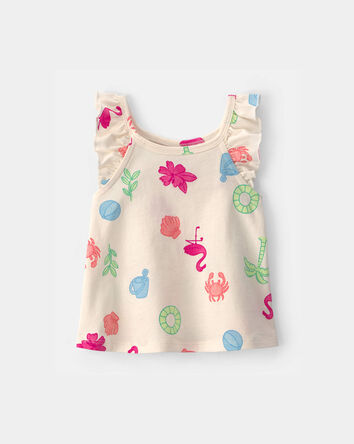 Baby Girl Beach Ruffle-Sleeve Tank Top, 
