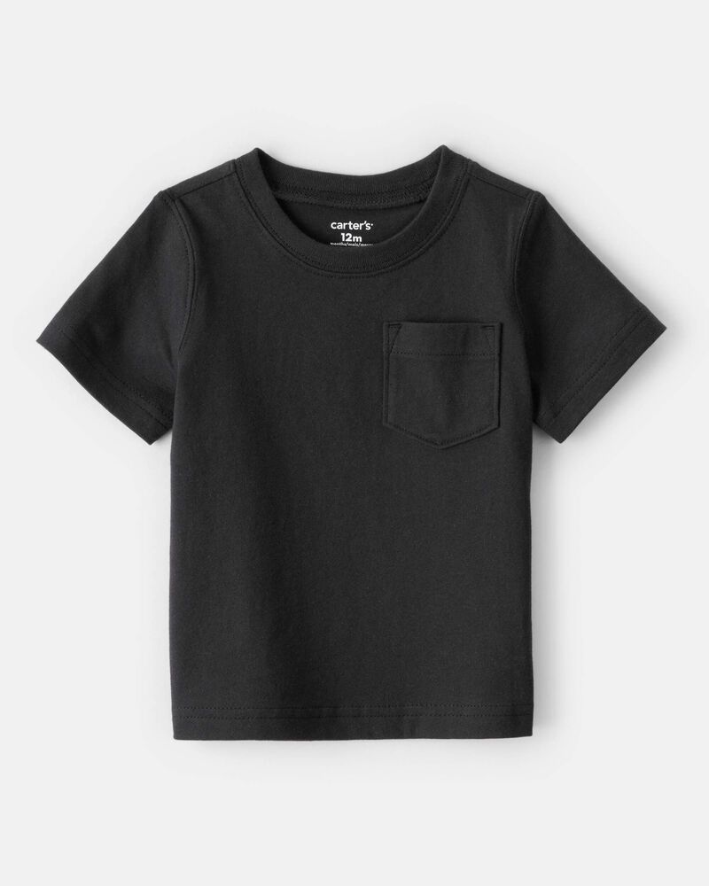 Bébé T-shirt à manches courtes de couleur unie - Noir, image 3 sur 4 diapositives