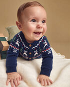 Baby Organic Cotton Fair Isle Sweater Knit Jumpsuit, image 4 of 4 slides