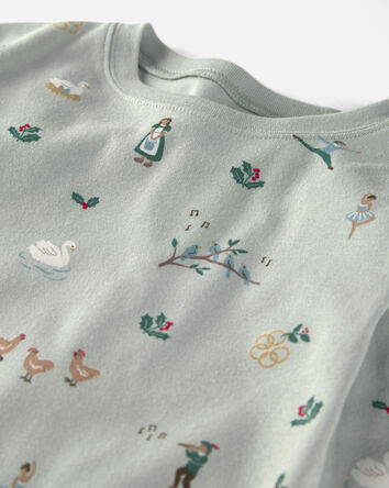 Kids 2-Piece Organic Cotton Pyjamas in 12 Days of Christmas Print, 