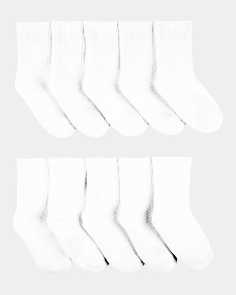 Tout-petit - 10 paires de chaussettes mi-mollet- Blanc, image 1 sur 1 diapositives