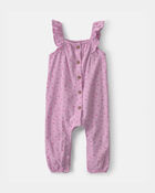 Baby Girl Cherry Flutter Sleeve Jumpsuit - Pink, image 1 of 3 slides