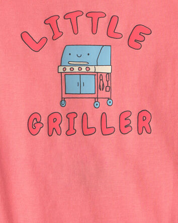 Baby Boy 'Little Griller' Sleeveless Graphic Bodysuit - Coral, 