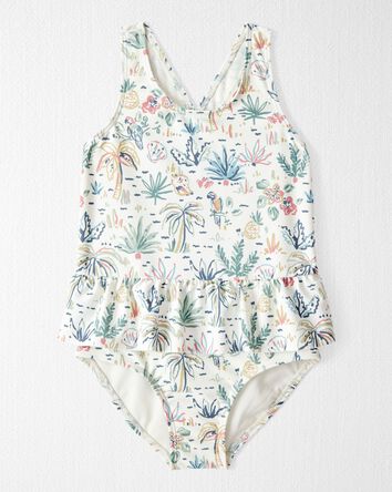 Toddler Girl Recycled Swimsuit in Tropical Paradise, 
