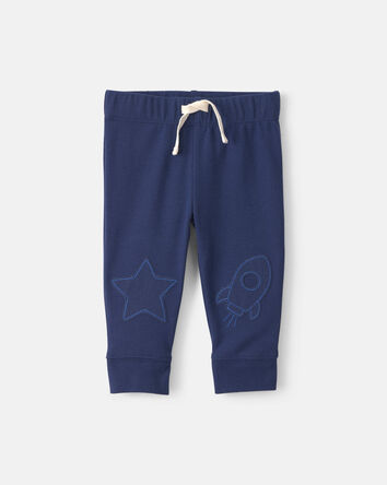 Baby Boy 2-Piece 'Little Man On a Mission' Space Long-Sleeve Bodysuit & Pant Set - Navy Blue, 