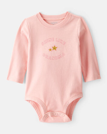 Bébé fille - Cache-couche à manches longues en coton avec imprimé « I Love My Grandma » – Rose, 