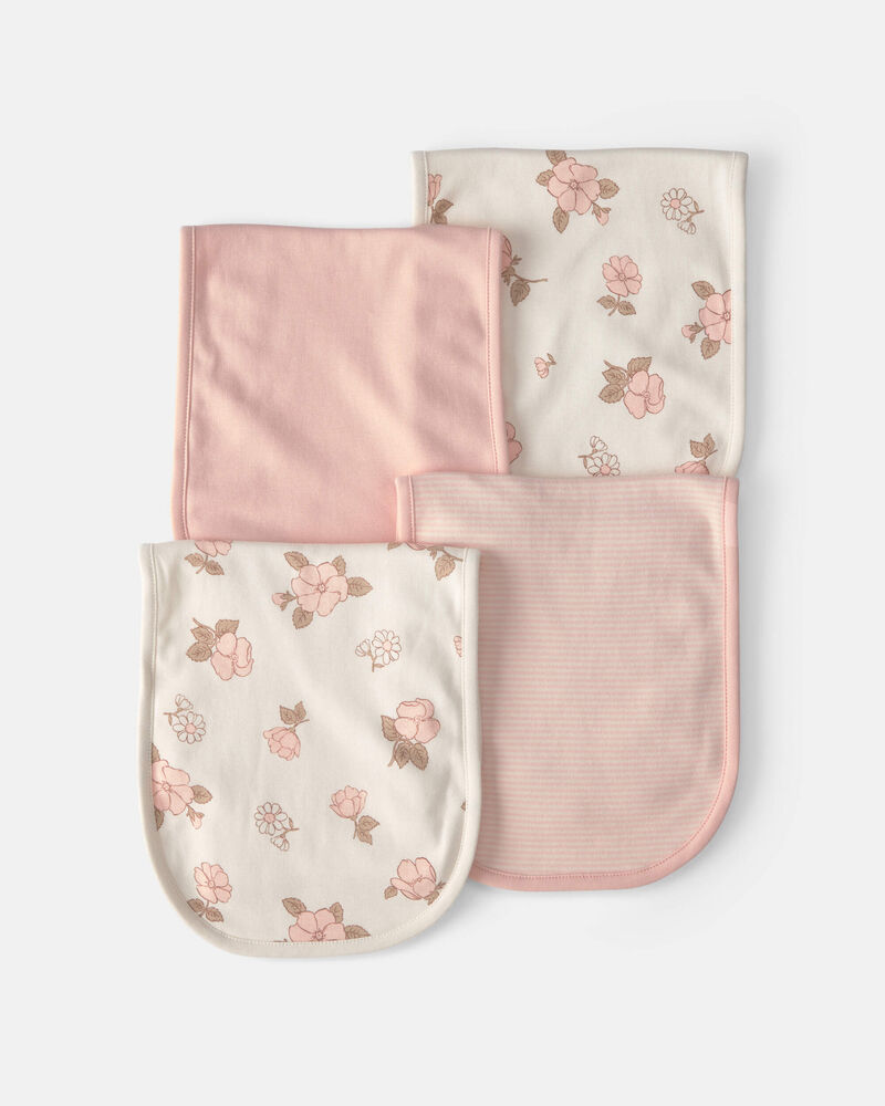 Baby Girl 4-Pack Floral Burp Cloths, image 1 of 4 slides