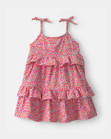 Baby Girl Floral Ruffle Tiered Dress - Pink, 