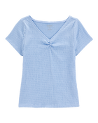 Enfant Haut à manches courtes en tissu froissé - Bleu, image 1 sur 3 diapositives