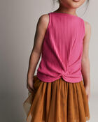 Toddler Girl Tie-Front Ribbed Tank - Hot Pink, image 3 of 5 slides