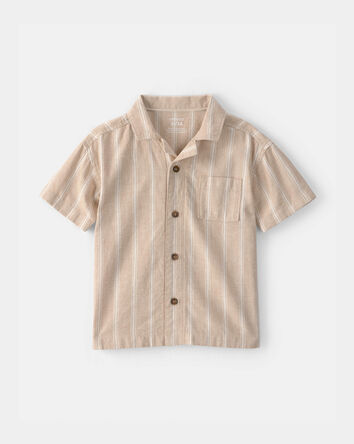 Toddler Boy Striped Linen Button-Down Shirt - Brown, 