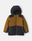 Toddler Boy Quilted Mid Weight Jacket-  Beige, image 1 of 4 slides