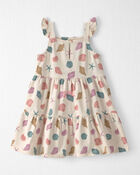 Tout-petit fille - Robe &agrave; &eacute;tages en coton biologique &agrave; motif de coquillages, image 2 sur 4 diapositives