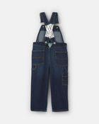 Tout-petit - Salopette en denim avec &eacute;lastiques sur les courroies - D&eacute;lav&eacute; fonc&eacute;, image 2 sur 3 diapositives