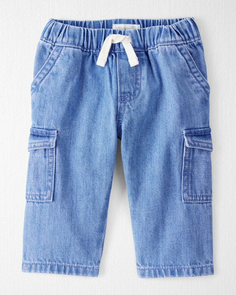 Baby Organic Cotton Chambray Cargo Pants, image 1 of 7 slides
