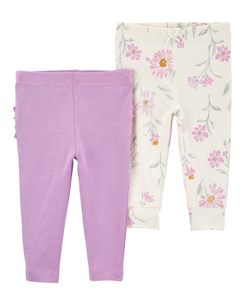 Baby 2-Pack Floral Pull-On Pants, image 2 of 5 slides