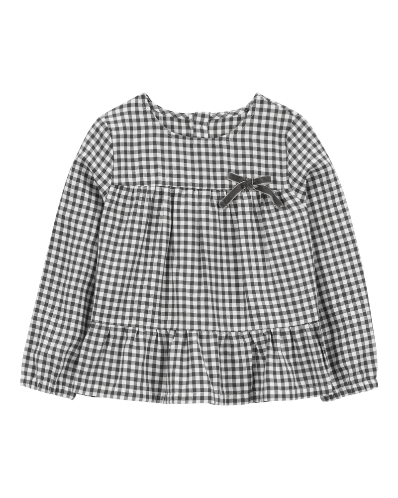Toddler Plaid Twill Long-Sleeve Fashion Top, image 1 of 3 slides