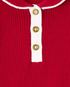 Baby Girl Cotton Long-Sleeve Occasion Dress - Red, image 4 of 5 slides