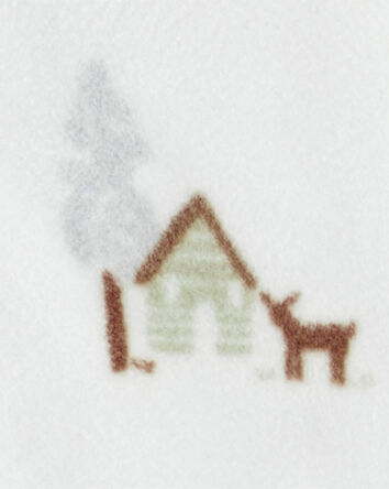 Baby Boy Barn Print Fleece Sleeper - White, 
