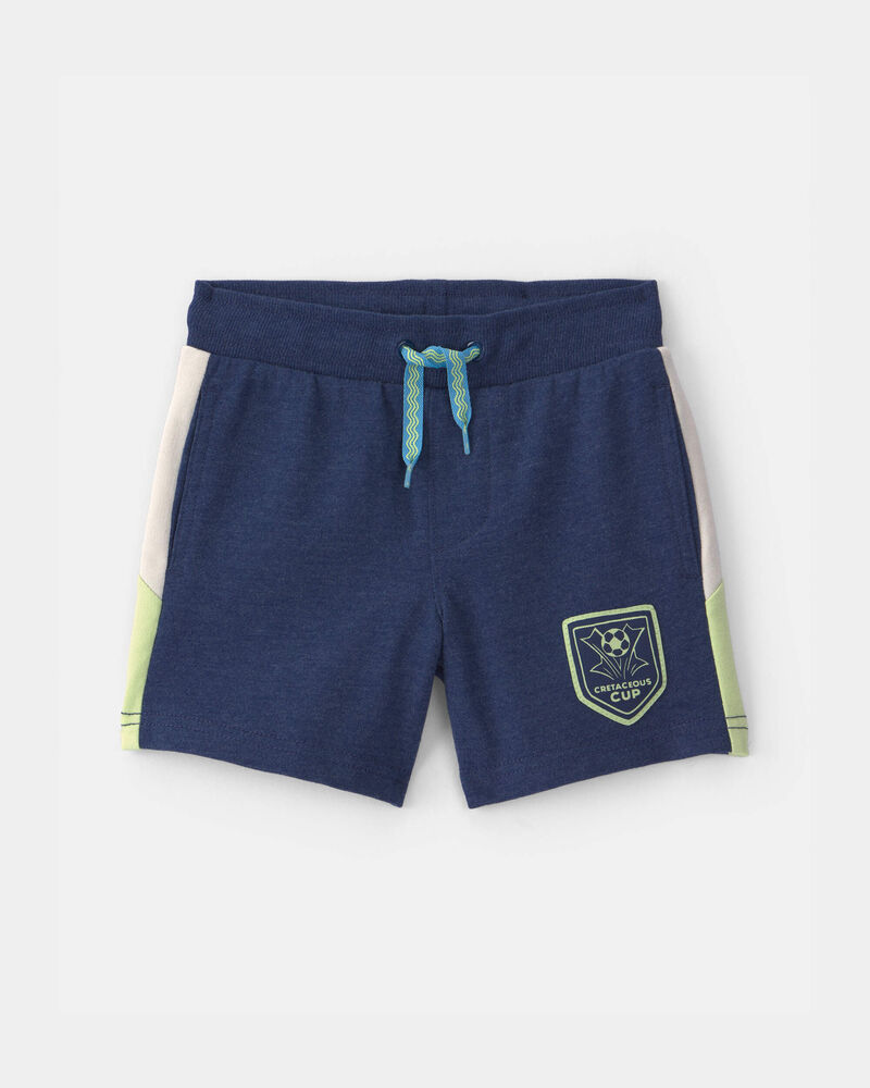 Tout-petit gar&ccedil;on - Short en jersey bouclette, soccer et dinosaure - Bleu marine, image 1 sur 4 diapositives