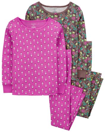 Pyjamas 4 pièces à motif fleuri, 