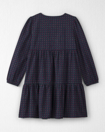 Filles - Robe en coton biologique armur&eacute; &agrave; imprim&eacute; floral printanier - Bleu marine, 