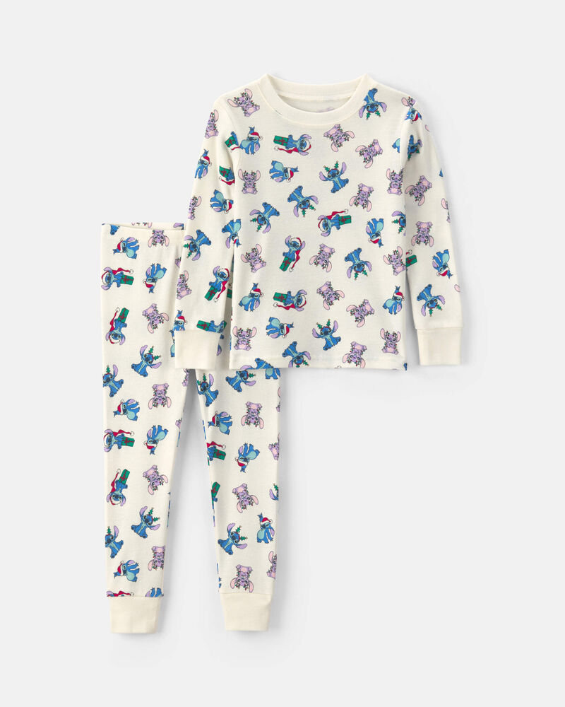 Tout-petit - Pyjama ajust&eacute; 2 pi&egrave;ces en 100 % coton &agrave; motif Stitch pour No&euml;l &ndash; Ivoire, image 1 sur 2 diapositives