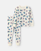 Tout-petit - Pyjama ajust&eacute; 2 pi&egrave;ces en 100 % coton &agrave; motif Stitch pour No&euml;l &ndash; Ivoire, image 1 sur 2 diapositives