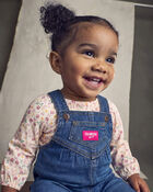 Baby Girl Denim Overalls - Medium Wash, image 4 of 5 slides