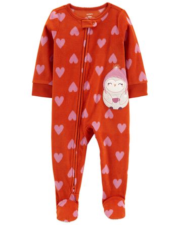 1-Piece Owl Fleece Footie Pyjamas, 