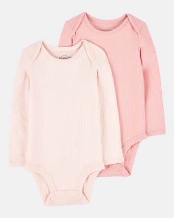 Baby Girl 2-Pack Long-Sleeve PurelySoft Bodysuits, 