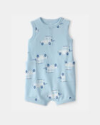 Baby Boy Thermal Sleeveless Romper - Blue, image 1 of 3 slides