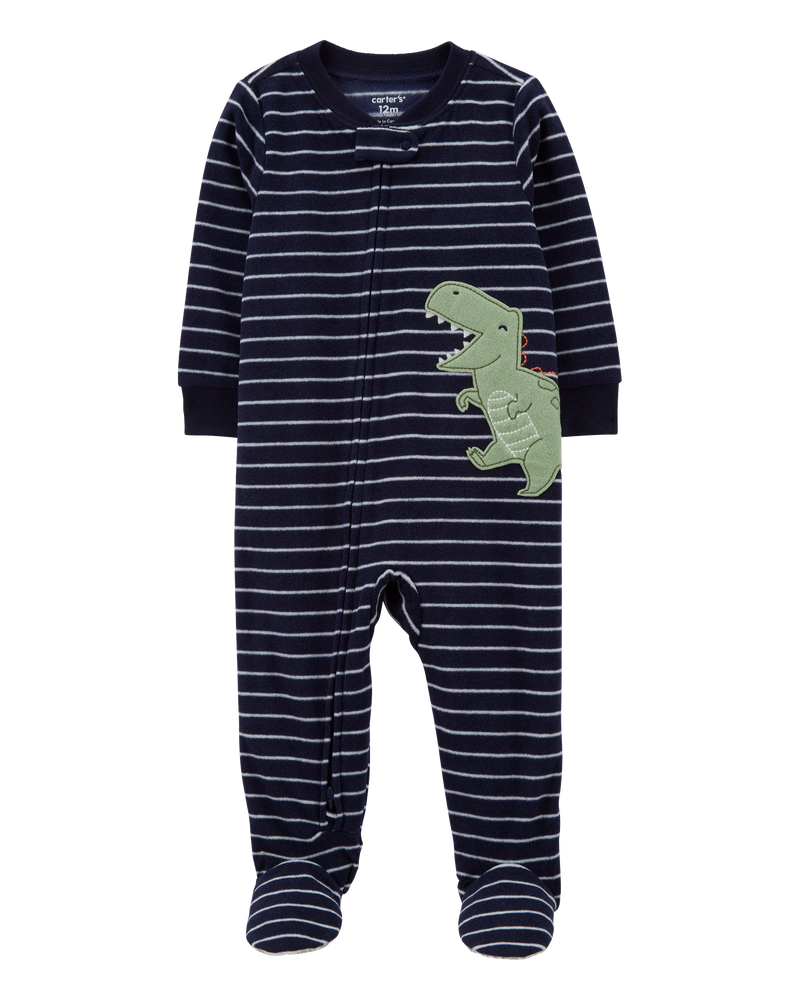 Toddler 1-Piece Dinosaur Fleece Footie Pyjamas, image 1 of 4 slides